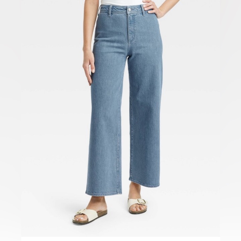 Universal Thread High Rise Sailor Wide Leg Ankle Jeans Light Wash 14R